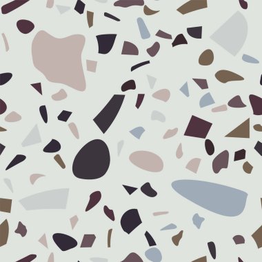 Terrazzo döşeme vektörü kusursuz desen. Eski tarz. Grafiksel modern model. Vektör illüstrasyonu.