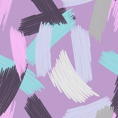 Renkli arkaplanda soyut desen. Renkli karalamalar keçeli kalemle rastgele çizilir. Kumaş, ambalaj, duvar kağıdı için uygun. Vektör illüstrasyonu.