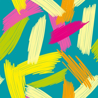 Renkli arkaplanda soyut desen. Renkli karalamalar keçeli kalemle rastgele çizilir. Kumaş, ambalaj, duvar kağıdı için uygun. Vektör illüstrasyonu.