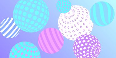 Retro 3D çizim soyut toplar, her amaç için harika tasarım. Modern kapak konsepti. Vektör teknolojisi geçmişi. Soyut parlak duvar kağıdı. 3d geometrik şekil çizimi.