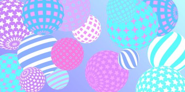 Retro 3D çizim soyut toplar, her amaç için harika tasarım. Kapak tasarımı için modern poster. Modern sanat izole vektör grafiği. Soyut parlak duvar kağıdı. 3d geometrik şekil çizimi.