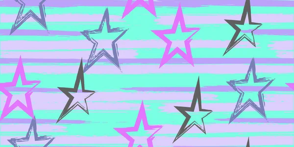 Rayas de colores y estrellas. Sencillo. Moda acuarela diseño a rayas. — Vector de stock