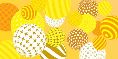 Retro 3D çizim soyut toplar, her amaç için harika tasarım. Modern kapak konsepti. Vektör çizimi. Soyut parlak duvar kağıdı. 3d geometrik şekil çizimi.