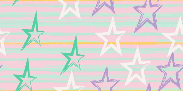 Listras Coloridas Estrelas Simplesmente Design Listrado Aquarela Moda Linhas Desenhadas — Vetor de Stock