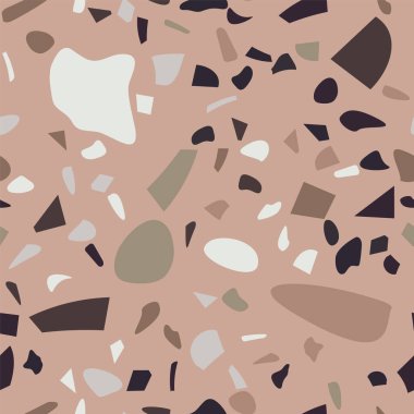 Renkli terrazzo döşeme vektörü modern tarzda pürüzsüz. Grafiksel modern model. Vektör illüstrasyonu. 