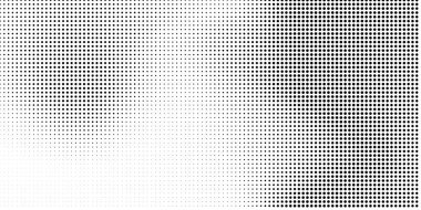 Yarı ton noktalı arka plan. Beyaz bir arka planda modern tarzda siyah noktalar. Tasarım konsepti için Vintage Illustration. Modern doku. Polka nokta tarzı doku.