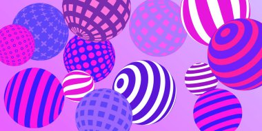 Retro 3D çizim soyut toplar, her amaç için harika tasarım. Modern kapak konsepti. Vektör çizimi. Soyut parlak duvar kağıdı. 3d geometrik şekil çizimi.