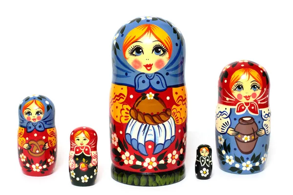 Російські Ляльки Матрьошки Намальовані Російському Стилі — стокове фото