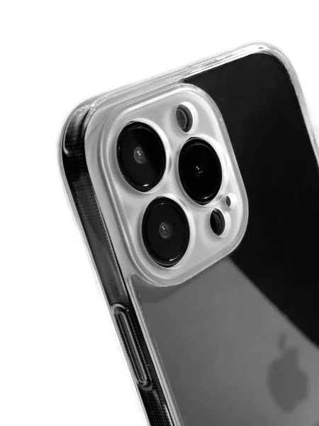 Smartphone Apple Pro Max Dan Kasus Transparan Protektif — Stok Foto