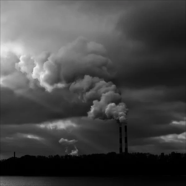 Industrial smoke from chimney — Stock Photo, Image