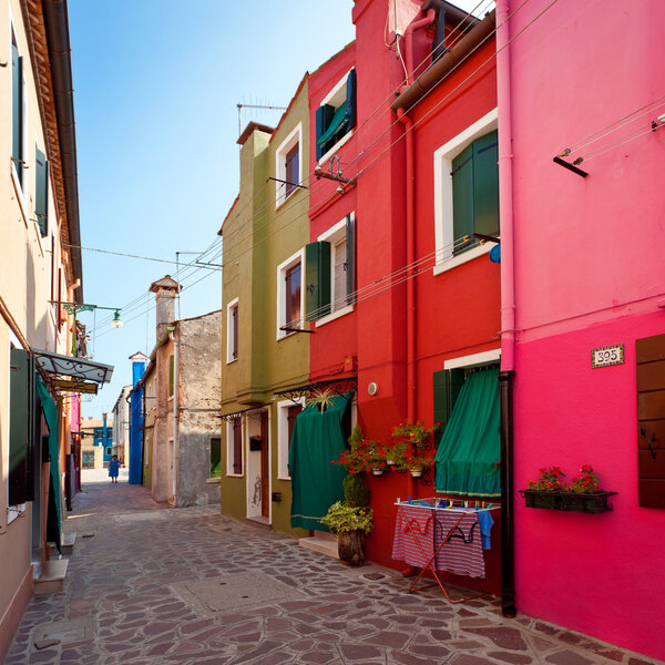 Colorful houses on the Island Burano, Italy