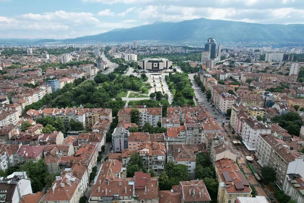 Luchtfoto van het centrum, Sofia, Bulgarije — Stockfoto