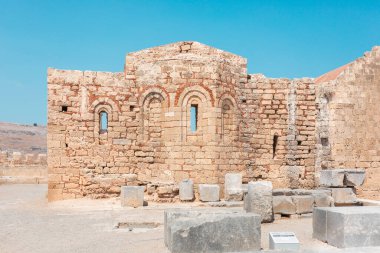 Lindos şehrindeki Akropolis, Rodos Adası, Yunanistan