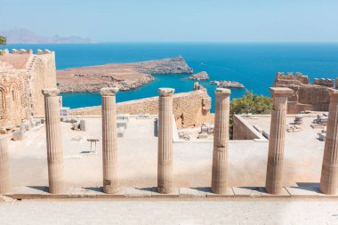 Lindos şehrindeki Akropolis, Rodos Adası, Yunanistan