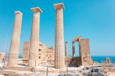 Lindos şehrindeki Akropolis, Rodos Adası, Yunanistan