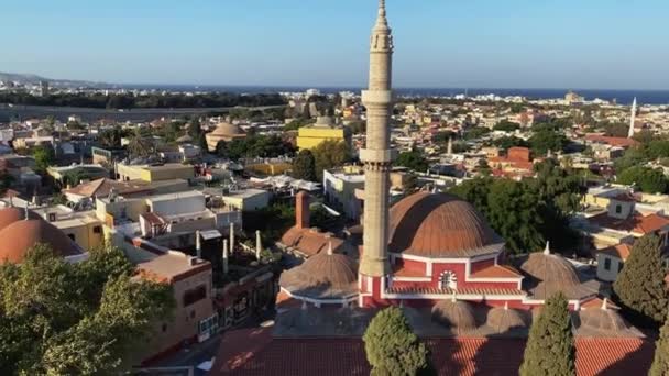 Βίντεο 4k πλάνα Πανόραμα της πόλης της Ρόδου στην Ελλάδα — Αρχείο Βίντεο