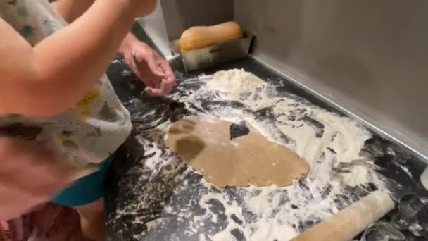 O processo de fazer biscoitos de gengibre com moldes para a Páscoa — Vídeo de Stock