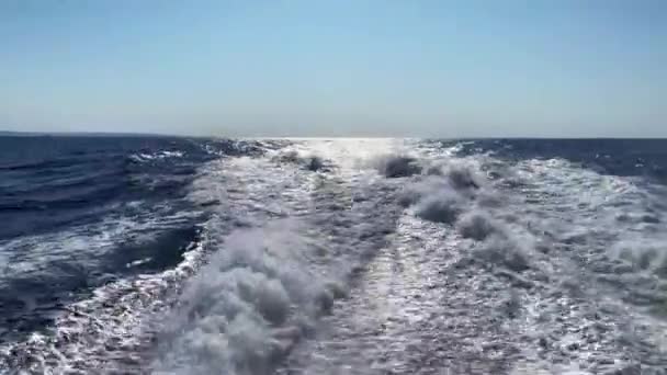 Хвилі з човна на морі — стокове відео