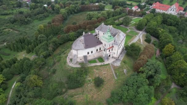 Aerial view of the ancient Olesko castle near Lviv, Ukraine — Stockvideo