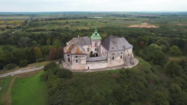Aerial view of the ancient Olesko castle near Lviv, Ukraine — Stock video