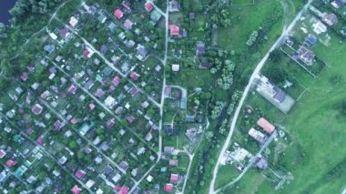 Aerial view of the village near the river, Ukraine