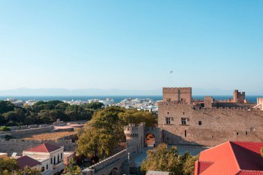 Yunanistan 'ın eski Rodos adasının Panoraması.