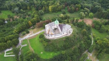 Aerial view of the ancient Olesko castle near Lviv, Ukraine