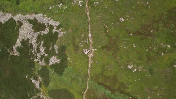 一群人沿着小径徒步旅行的空中景象.4k视频镜头 — 图库视频影像