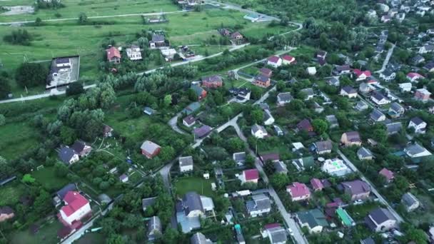 Aerial view of the village near the river, Ukraine — Stockvideo