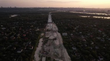 Aerial view of Podolsko-Voskresensky bridge in Kyiv, Ukraine