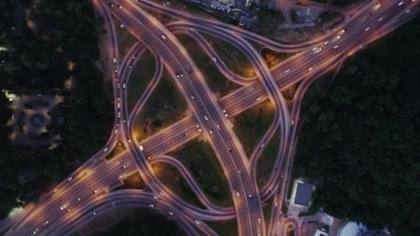 Puente Paton Kiev Por Noche Con Luces Coches Que Mueven — Vídeos de Stock