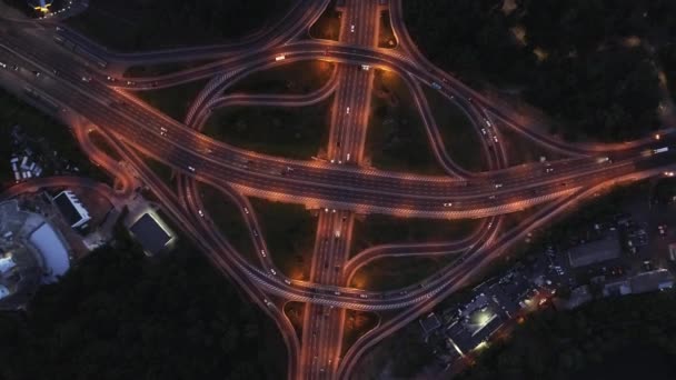 Puente Paton Kiev Por Noche Con Luces Coches Que Mueven — Vídeo de stock