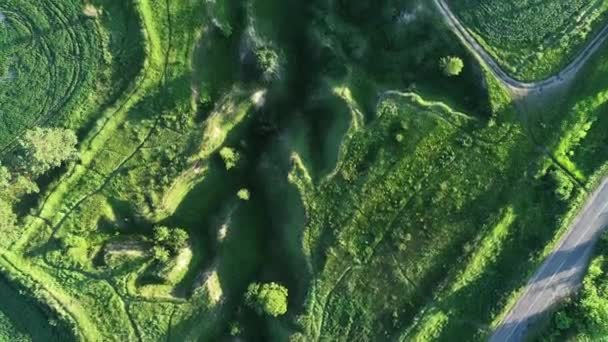 Letecký Pohled Kvalitě Krásné Krajiny Svěží Zelené Kopce Údolí Zelené — Stock video