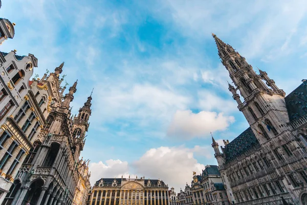 布鲁塞尔市政厅和布鲁塞尔市博物馆或布鲁塞尔国王大厦用广角摄像机拍摄 比利时 — 图库照片