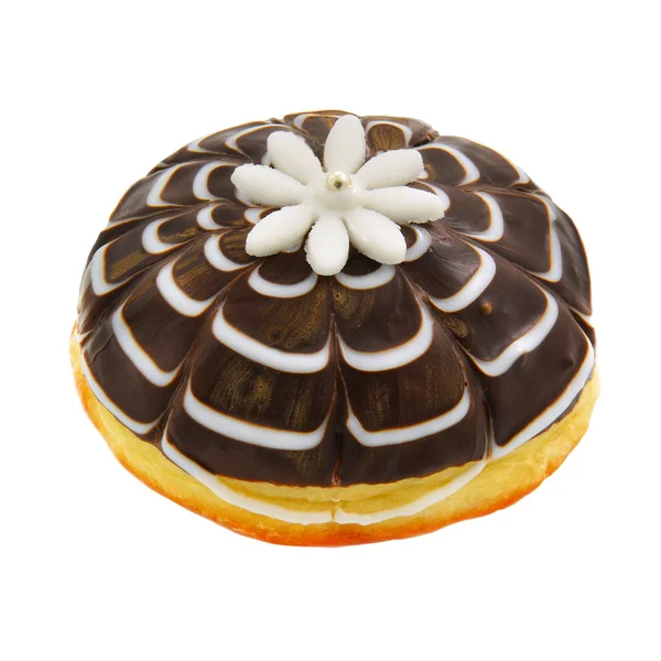 Donut mit weißer Marzipanblüte — Stockfoto