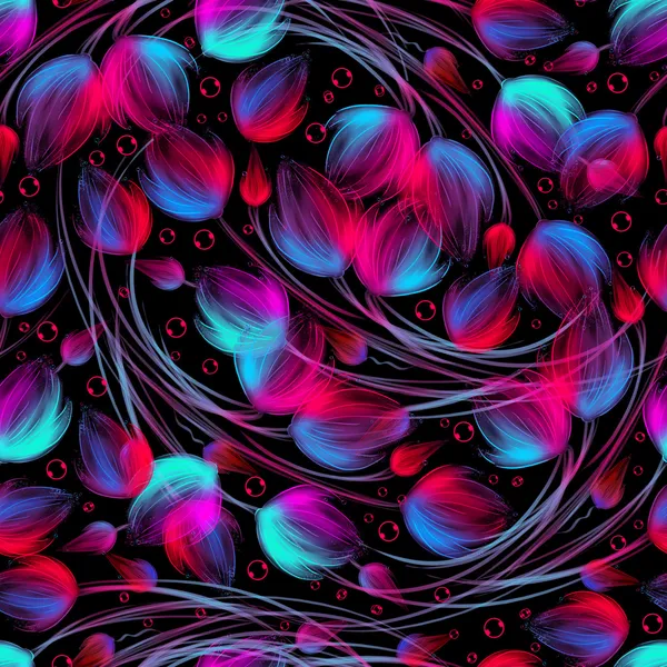 Dikişsiz floral mavi pembe renkli