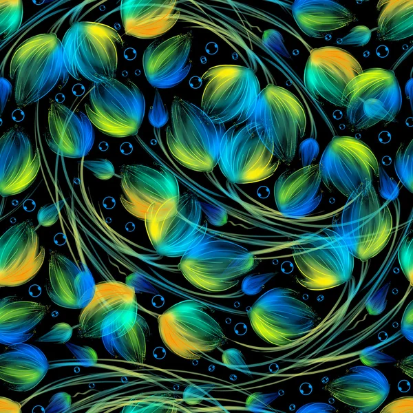 Fond floral lumineux sans couture en bleu — Photo