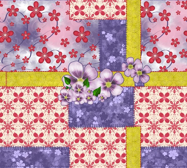 Patchwork y apliques de flores — Foto de Stock