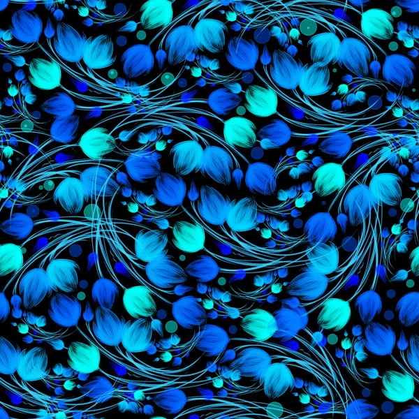 Sömlös blått blommönster — Stockfoto