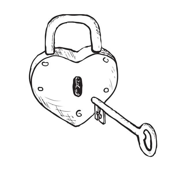 Hart Lock (Hand getrokken) — Stockvector