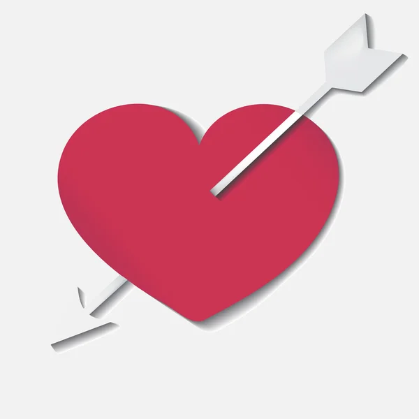 Rött hjärta med pil — Stock vektor