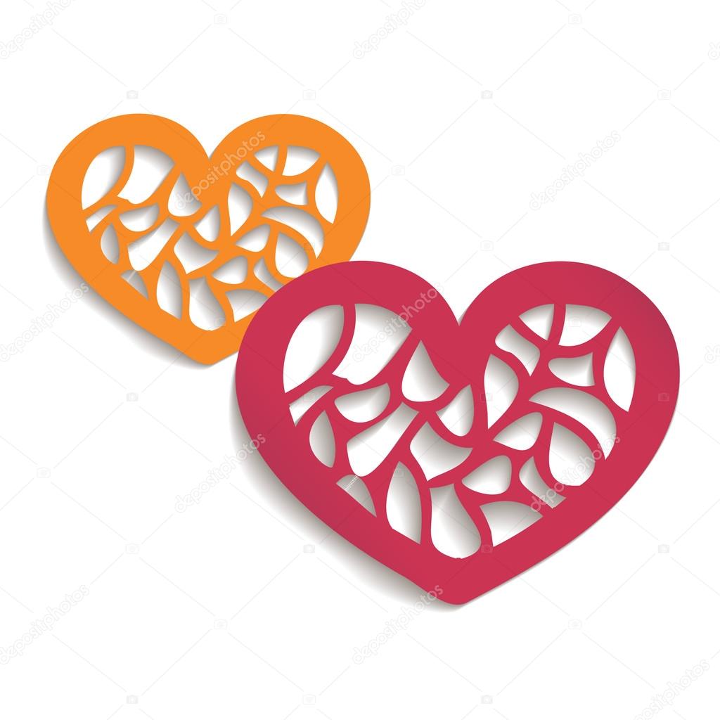 Two vector paper hearts for your design