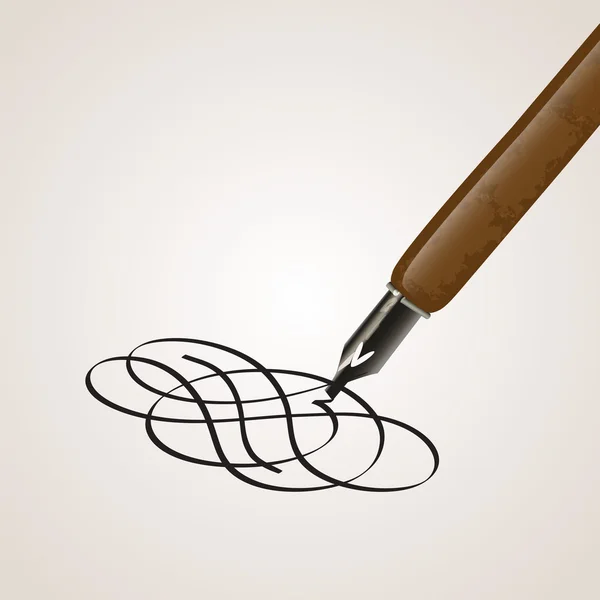 Bolígrafo caligráfico hecho de un giro — Vector de stock
