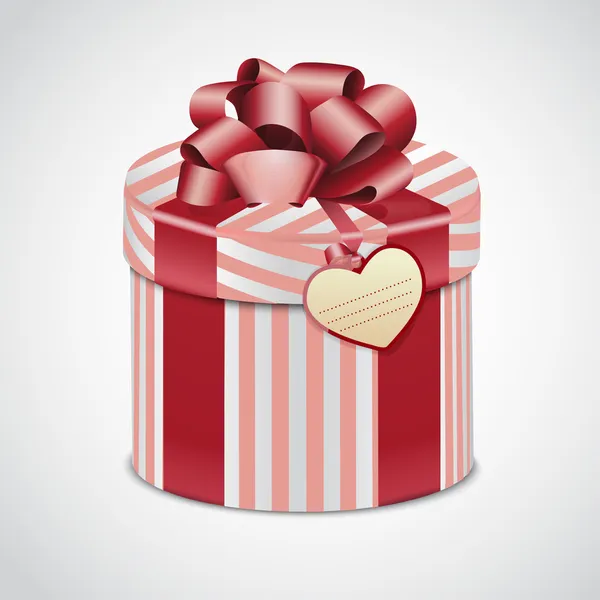 Caja de regalo redonda rosa con rayas — Vector de stock