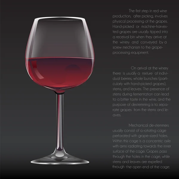 Realistické sklenici červeného vína — Stockový vektor