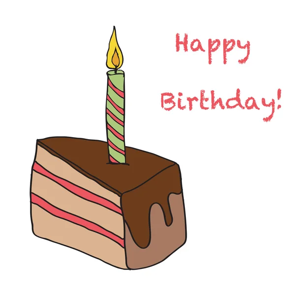 День народження торт з однією свічкою зверху — стоковий вектор