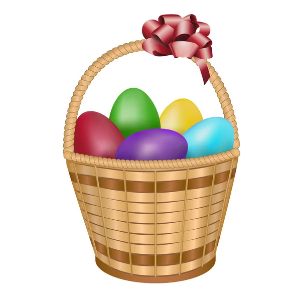 Easter basket with colorful eggs — Stock Vector