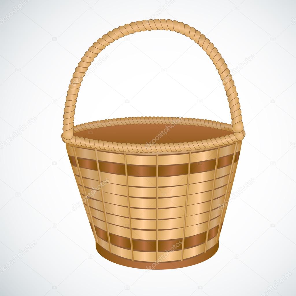 Wicker empty basket isoaleted vector