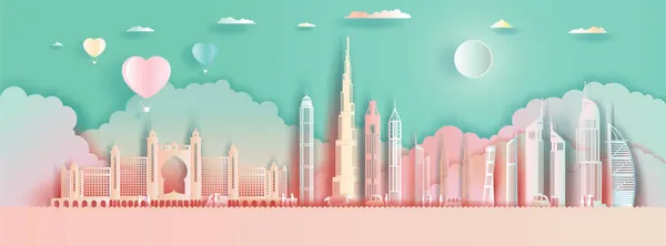 Zabytki Podróży Zjednoczone Emiraty Arabskie Abu Dhabi Balonami Kolorowe Tle — Wektor stockowy