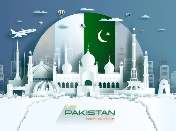 Подорожні Пам Ятки Пакистану Ісламабад Місто Святкуванням Дня Незалежності Пакистану — стоковий вектор